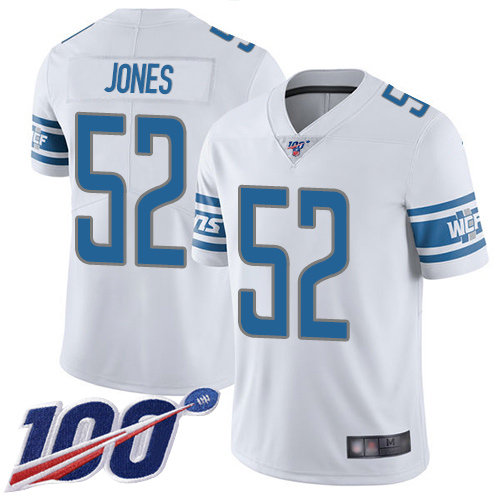 Detroit Lions Limited White Men Christian Jones Road Jersey NFL Football #52 100th Season Vapor Untouchable